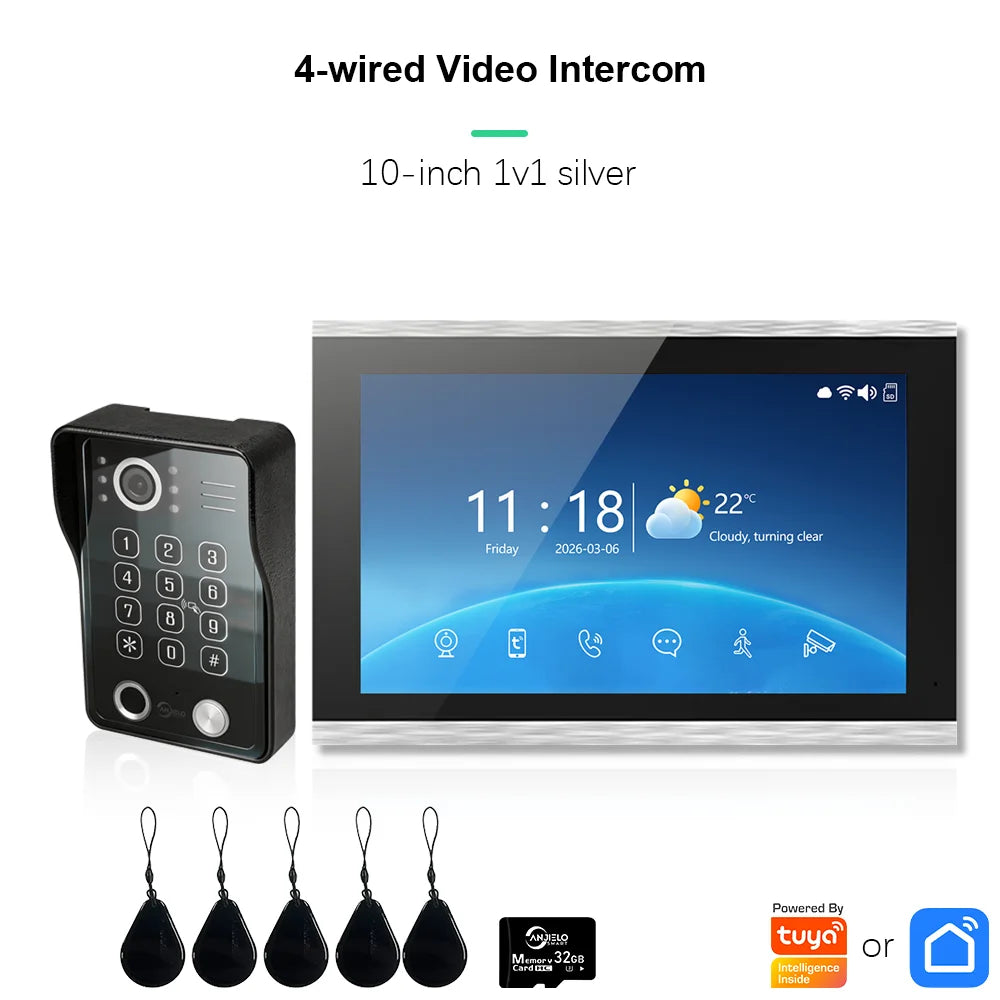 ANJIELO Doorbell Video Intercom System 5IN1 Unlock Tuya Smart Digital Frame Background Music Detection Preview NEW 2026