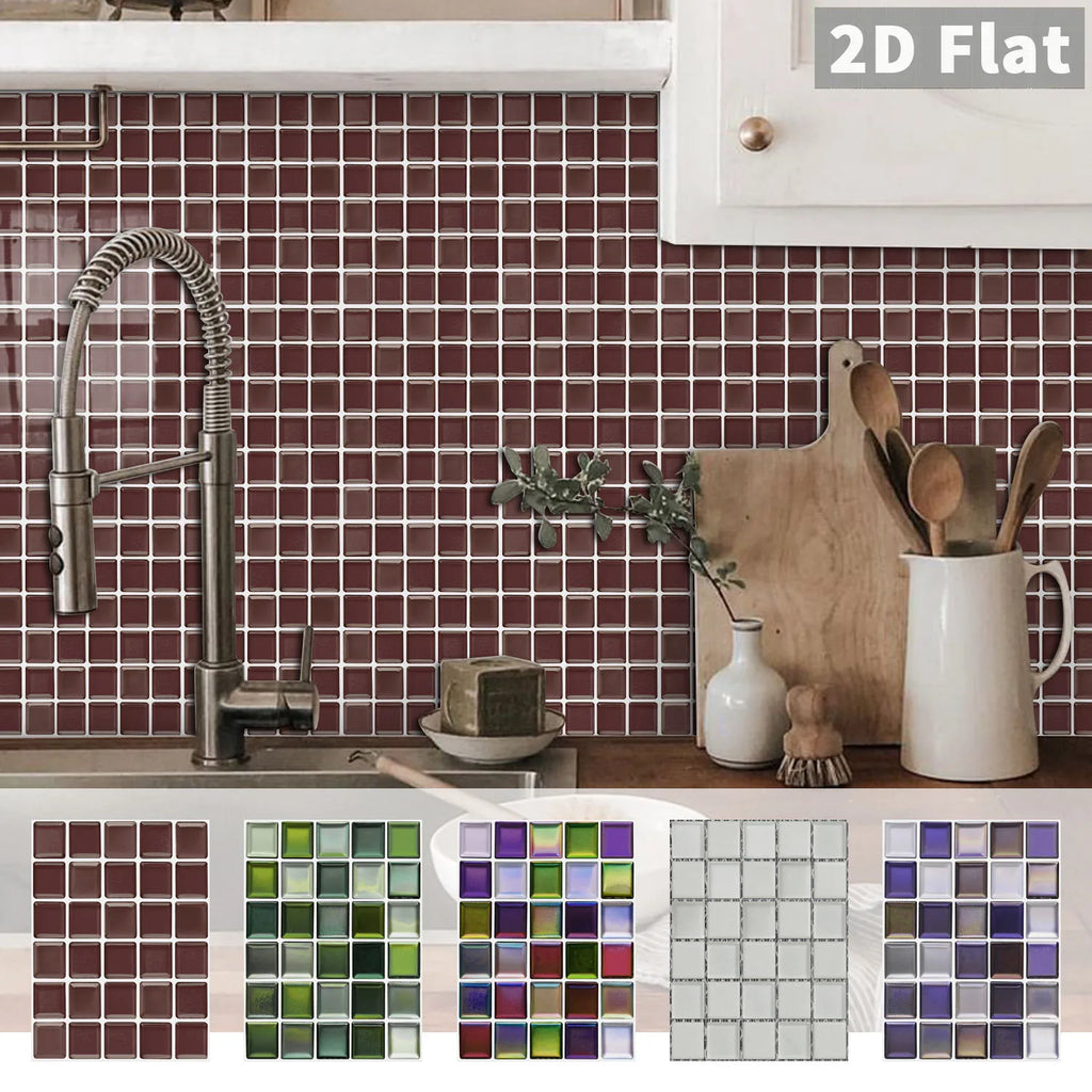 Peel and Stick Mosaic Tile Stickers 6.7x9inch Self Adhesive 3D Thick PE Foam Waterproof Kitchen Bathroom Backsplash Wall Decals