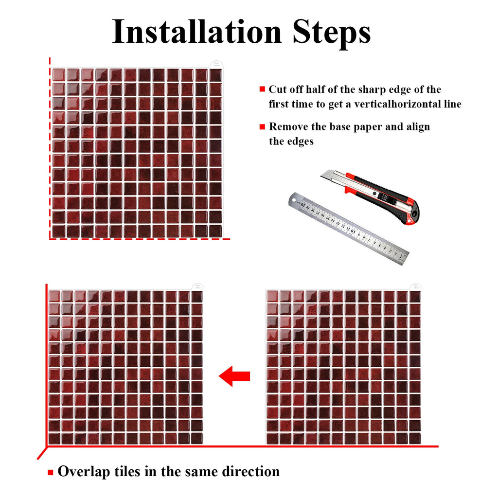 10 Sheets Brick Wall Stickers 3D Mosaic Patterned Vinyl Tiles Marble Textured Surface Wallpaper For Home Application