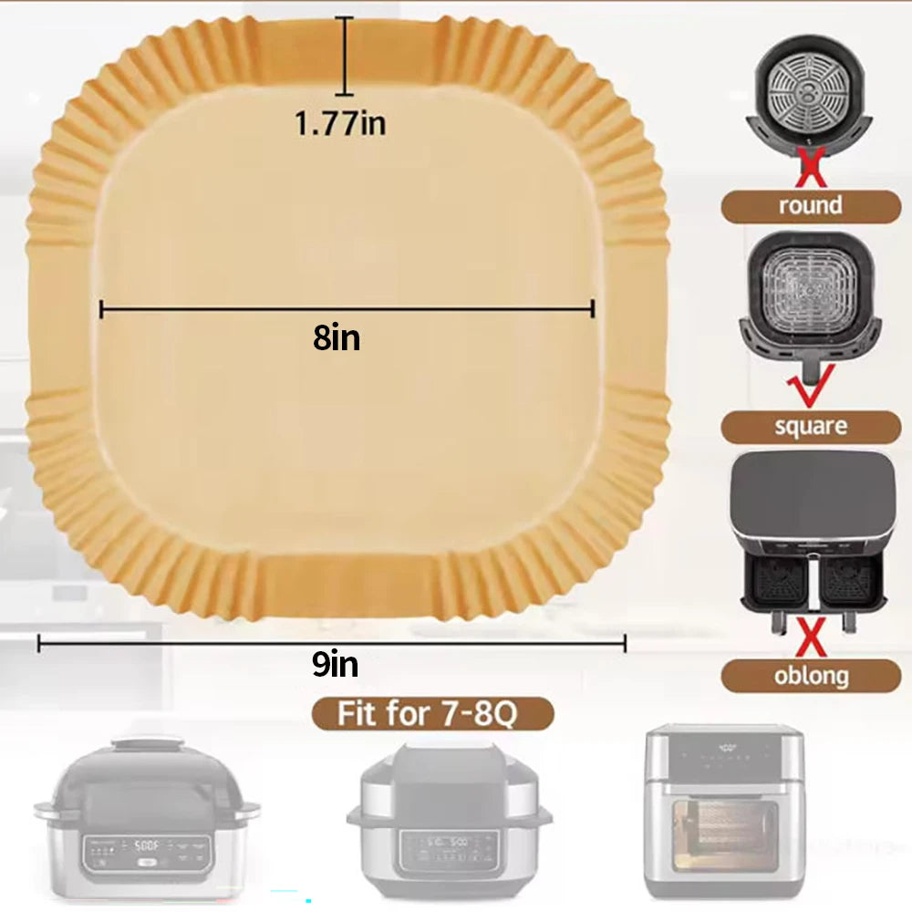 Large Size 8inch Disposable Liner for 5-8QT Air Fryer Accessories Safe Package Oil-proof Parchment Paper for Ninja AG301