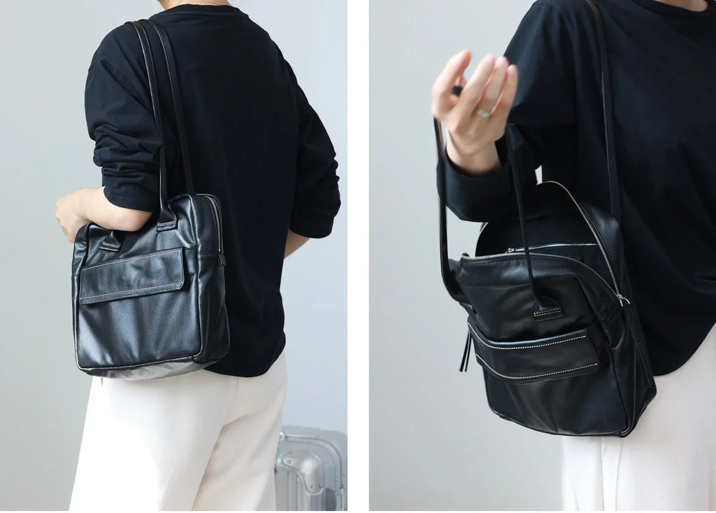 Soft Genuine Leather Women Single Shoudler Bags Small Size Zipper Tote Fashion Versatile Handbag Luxury Design