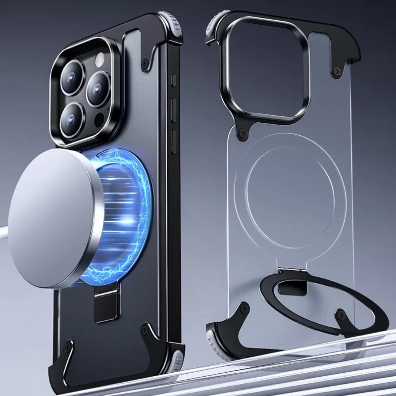 Magnetic iPhone 15 Pro Max Case Aluminum Alloy Shockproof Matte Cover Tidesmit
