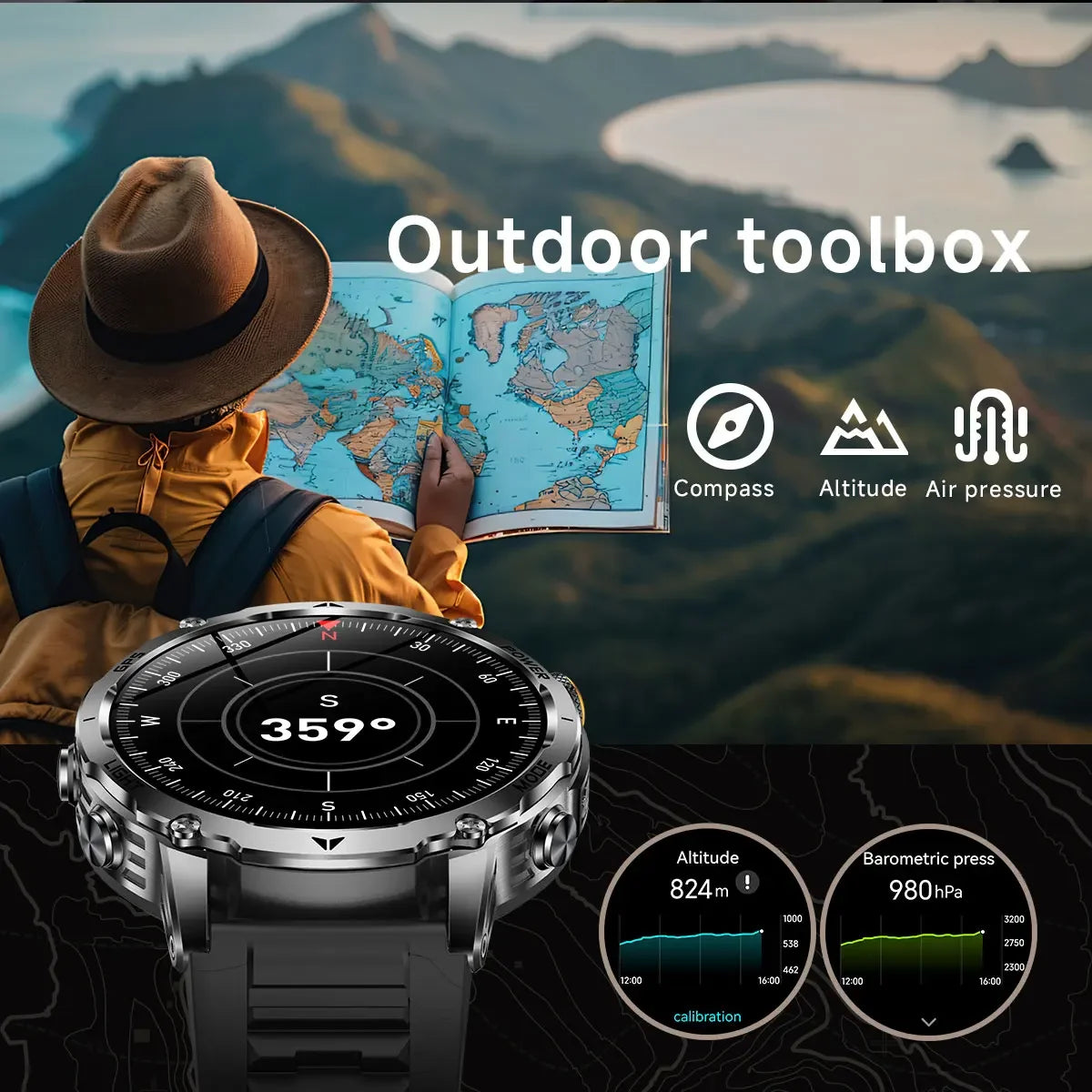 T-Rex 3 Military Grade 1100mAh Battery Smart Watch 10ATM Waterproof GPS Compass Altimeter Call AMOLED Men Swim Sports Smartwatch