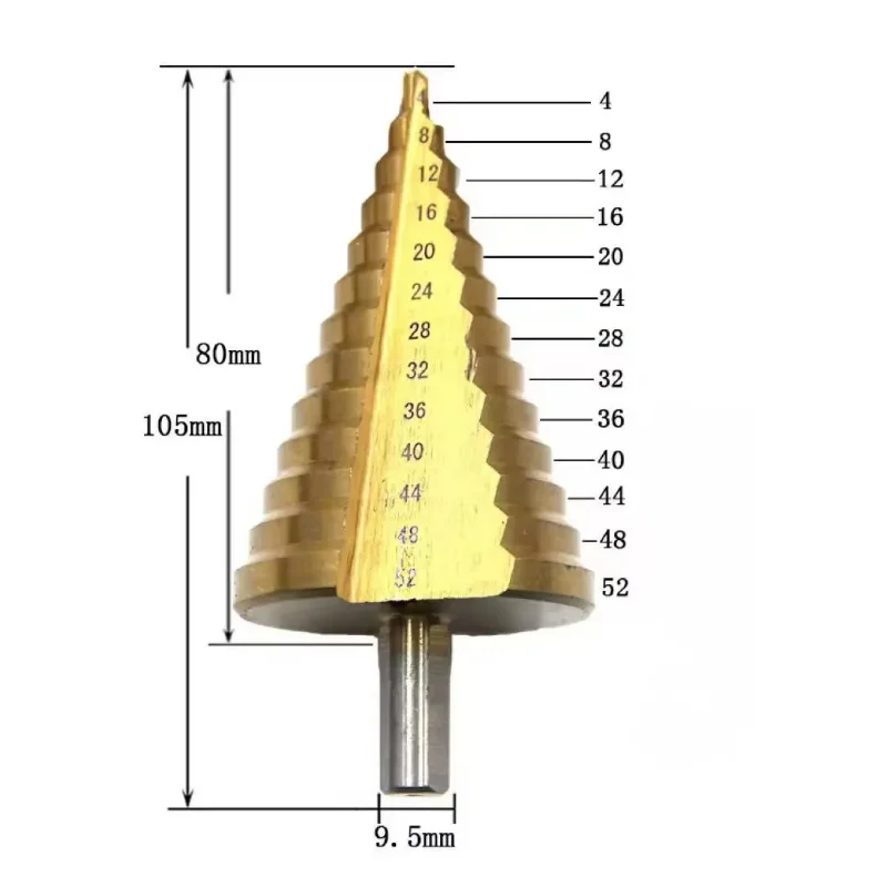 1PCS 4mm-52mm Tungsten Carbide Step Drill Bit Titanium Coated for Metal Steel Wood Multi-Size Hole Hi-Speed CNC Tools with Case