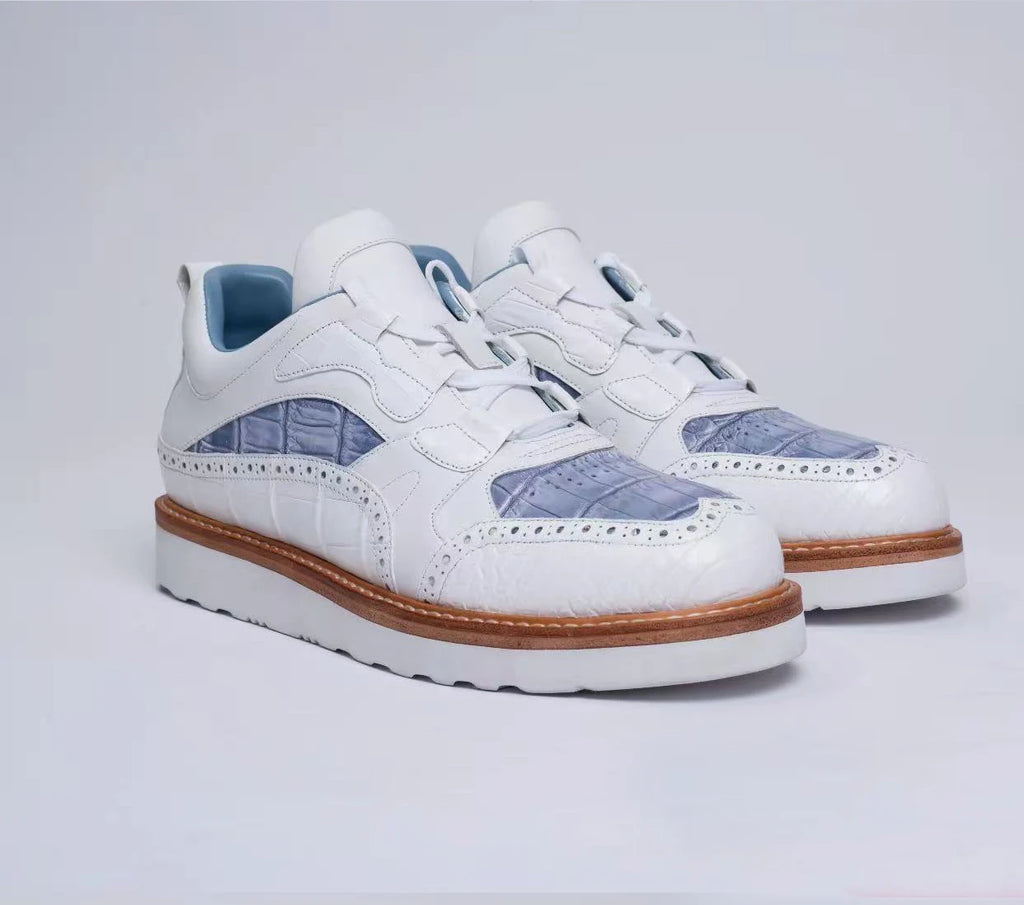 sanyeshechiping new men sports shoes male crocodile shoes white blue teo color men shoes fashion leisure running shoes