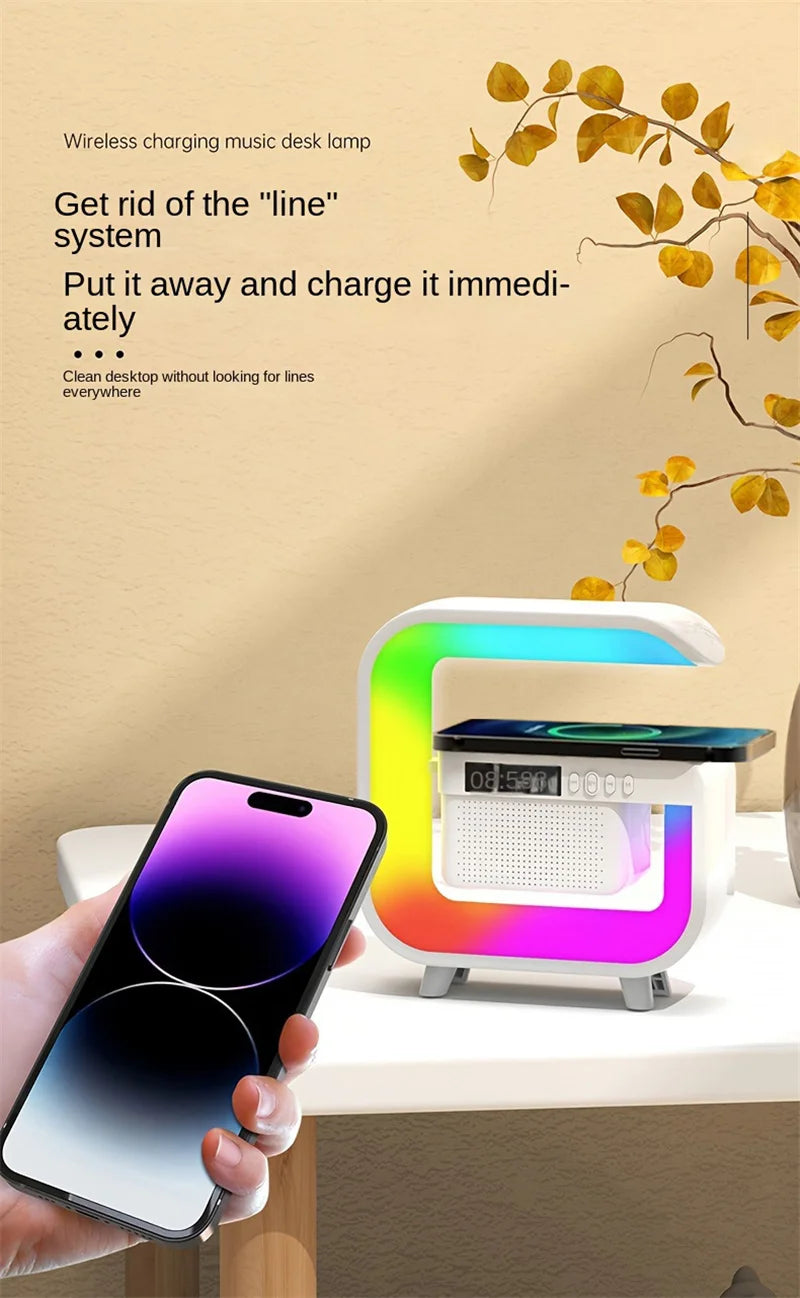 Wireless Charger Station with RGB Light and Portable Bluetooth Speaker Tidesmit