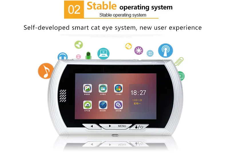 4.5 Inch Smart Digital Door Viewer Camera Door Eye Video Record Peephole Viewers IR Night Vision PIR Motion No Disturb Doorbell