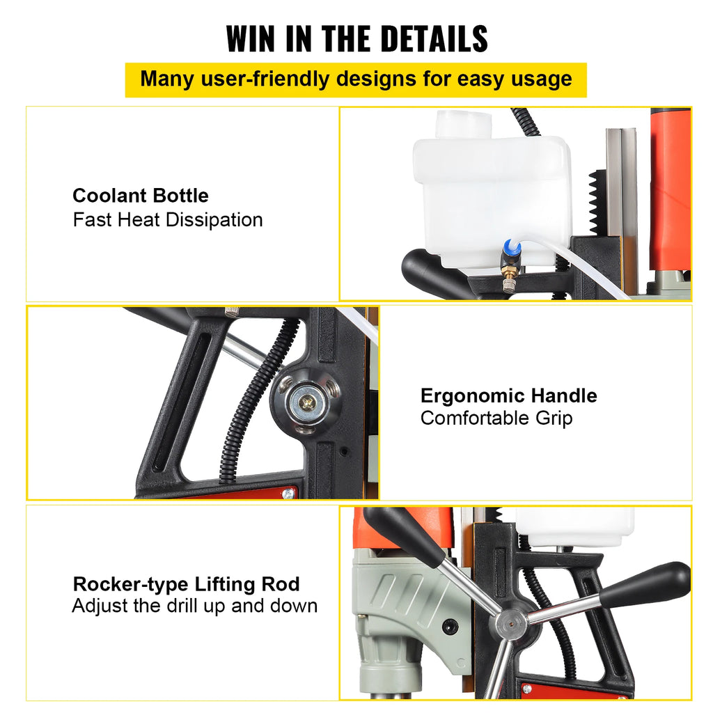 SucceBuy Magnetic Drill 1200W 1.57" Boring Diameter 2922lbf/13000N Portable Electric Mag Drill Press 580 RPM Drilling Machine