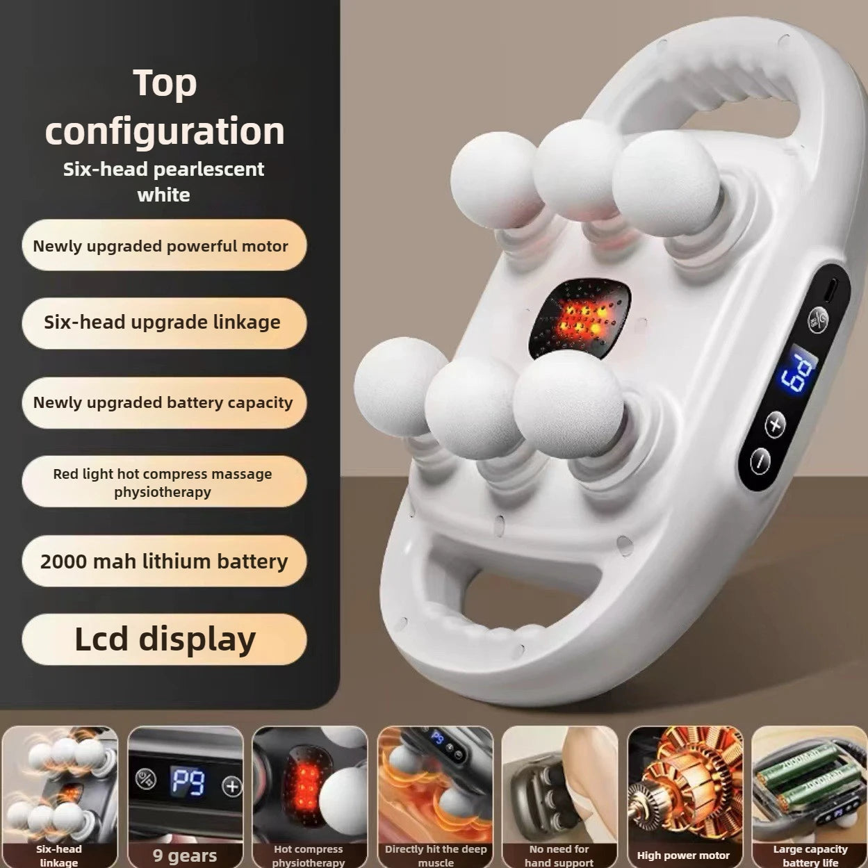 Tidesmit Percussive Therapy Fascia Gun - Deep Tissue Muscle Recovery Fascia Gun 6 heads-white Type C Charge Tidesmit