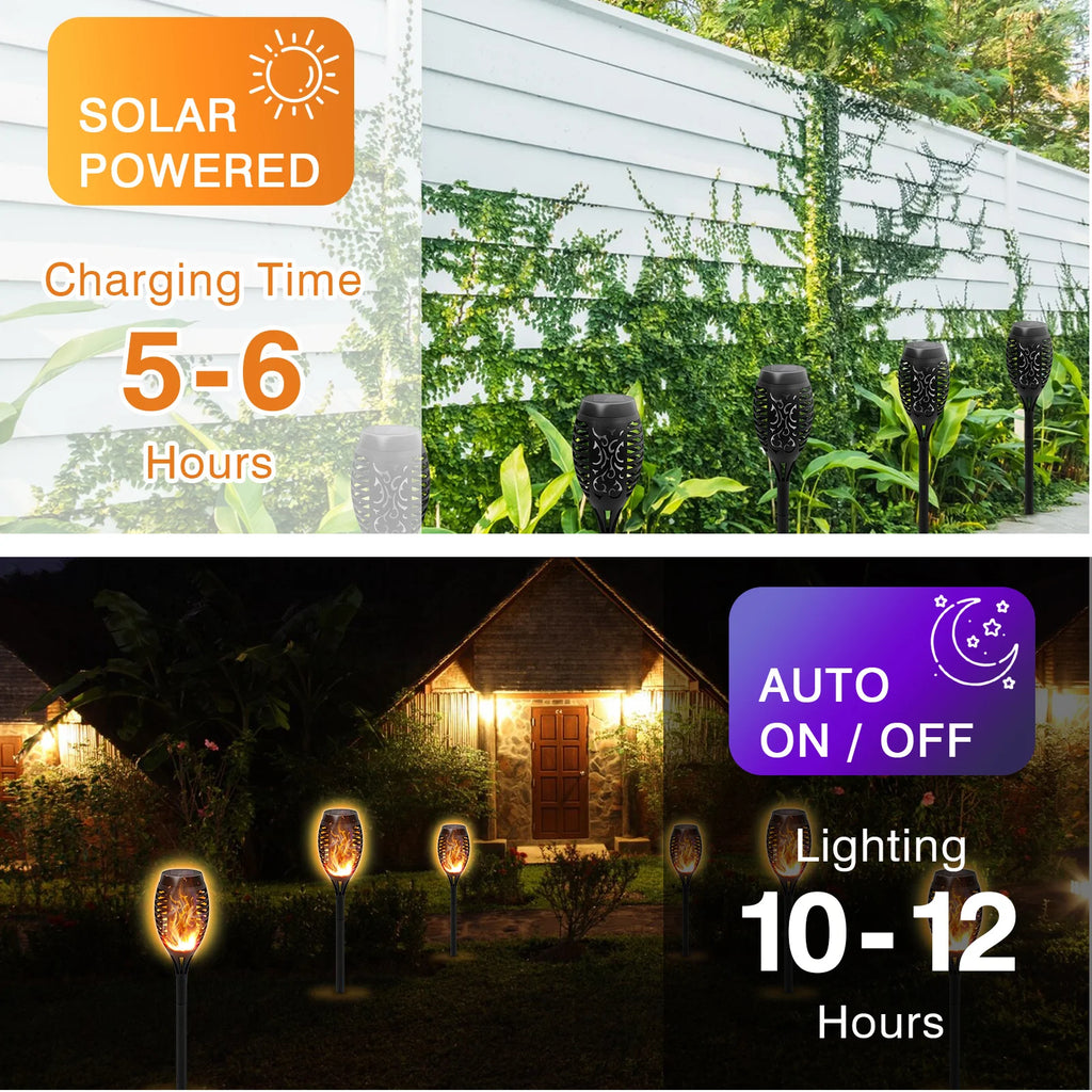12LED Solar Flame Torch Lights Flickering Waterproof Garden Decoration Outdoor For Lawn Path Yard Patio Floor Lamps