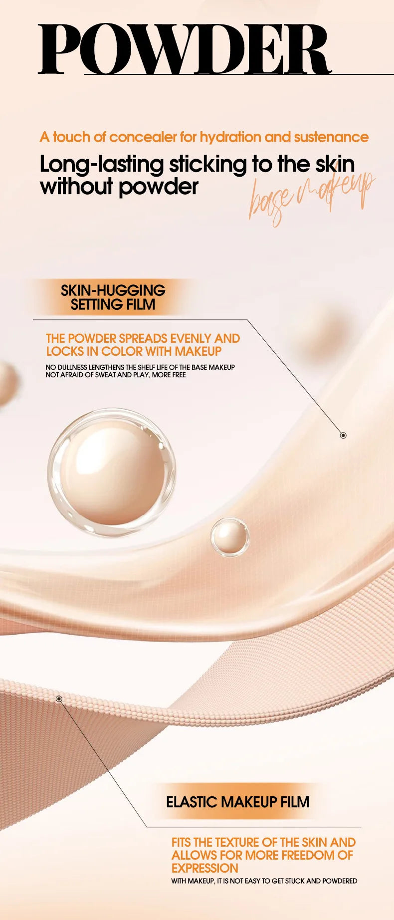 Tidesmit double-head foundation stick waterproof nine-color eraser concealer texture close-up for face makeup