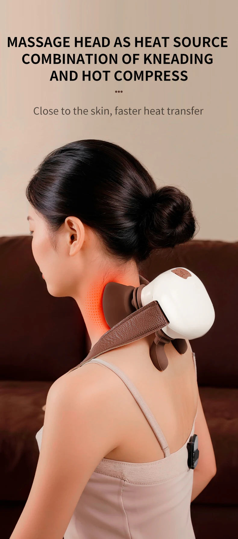 Electric Neck and Shoulder Massager - Deep Tissue Heat Therapy Device Massage Cushion Tidesmit