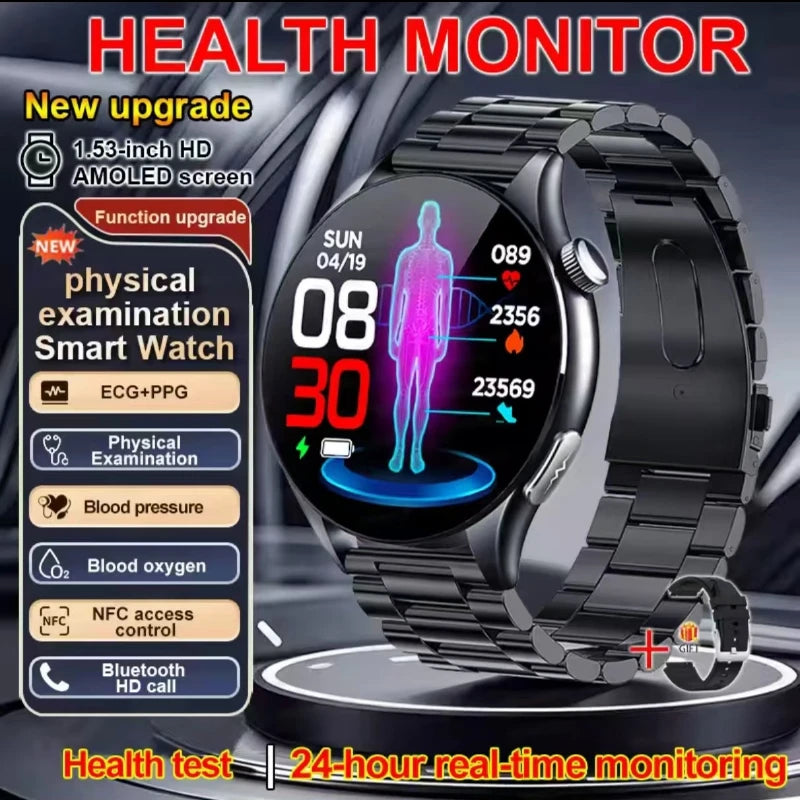 2026 New Smart Watch NFC ECG+PPG Blood oxygen Uric Acid Blood Pressure Sapphire Smartwatch Men For iPhone Android