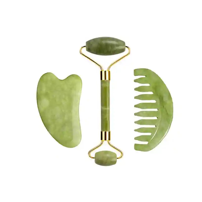 Jade Roller and Gua Sha Set: Natural Facial Massage Tool Kit Massage Roller Type 22 Tidesmit