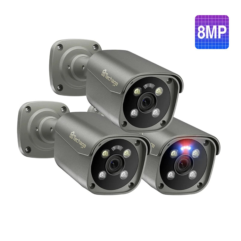 Techage UHD 4K 8MP 5MP Security POE Camera Smart AI Human Detect Outdoor Two-way Audio IP Camera CCTV Surveillance Color Night