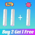 Three white cylindrical wart removal devices with purple light tips, presented in a "Buy 2 Get 1 Free" offer graphic.