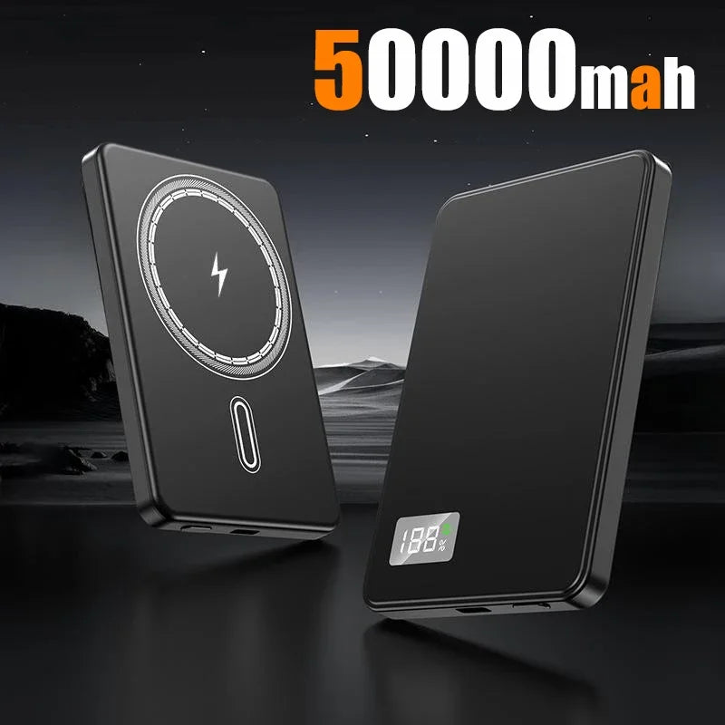 Magnetic Wireless Power Bank 50000mAh 120W Fast Charge for Devices Black-50000mAh Tidesmit