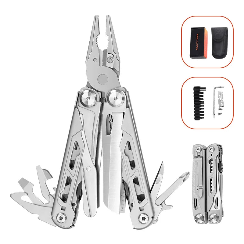 17 In 1 Mini Foldable Plier Multi Tool Folding EDC Multitool Screwdriver Pliers File Ruler Outdoor Hand Tool Sets