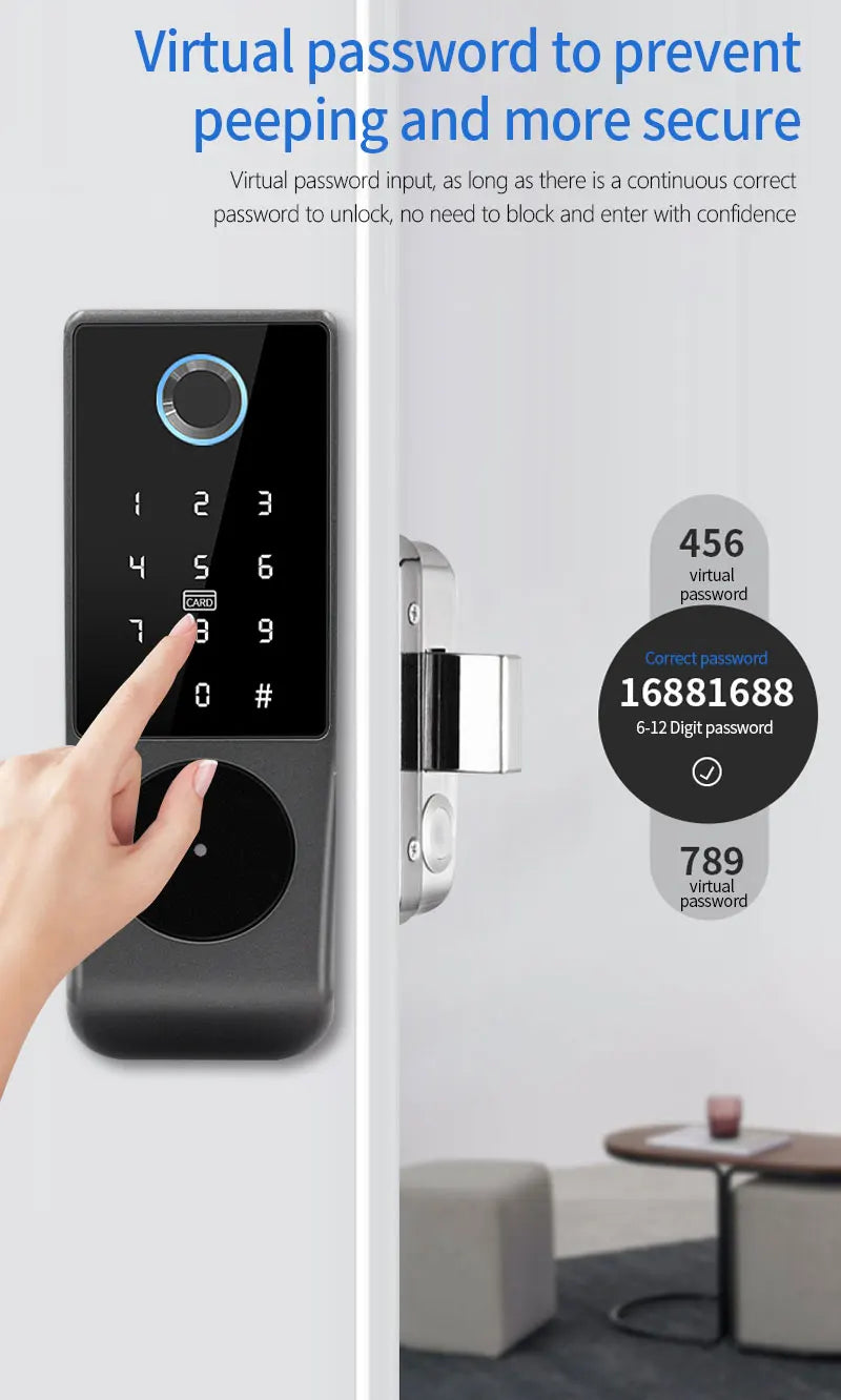 Waterproof Tuya Smart Double Side Fingerprint Lock Keyless Entry Motor Rim Door Lock 2.4G Wifi Remote Control with Alexa Echo