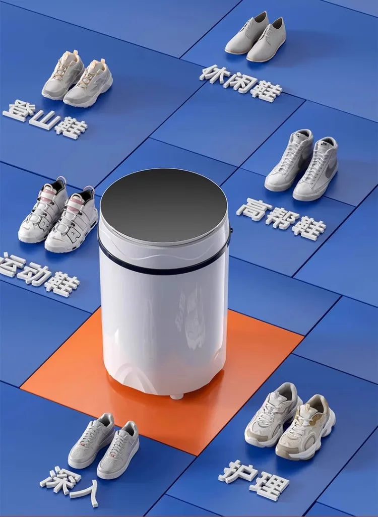 Tidesmit 220V semi-automatic compact shoe washing machine for home laundry of socks and underwear, side angle view.