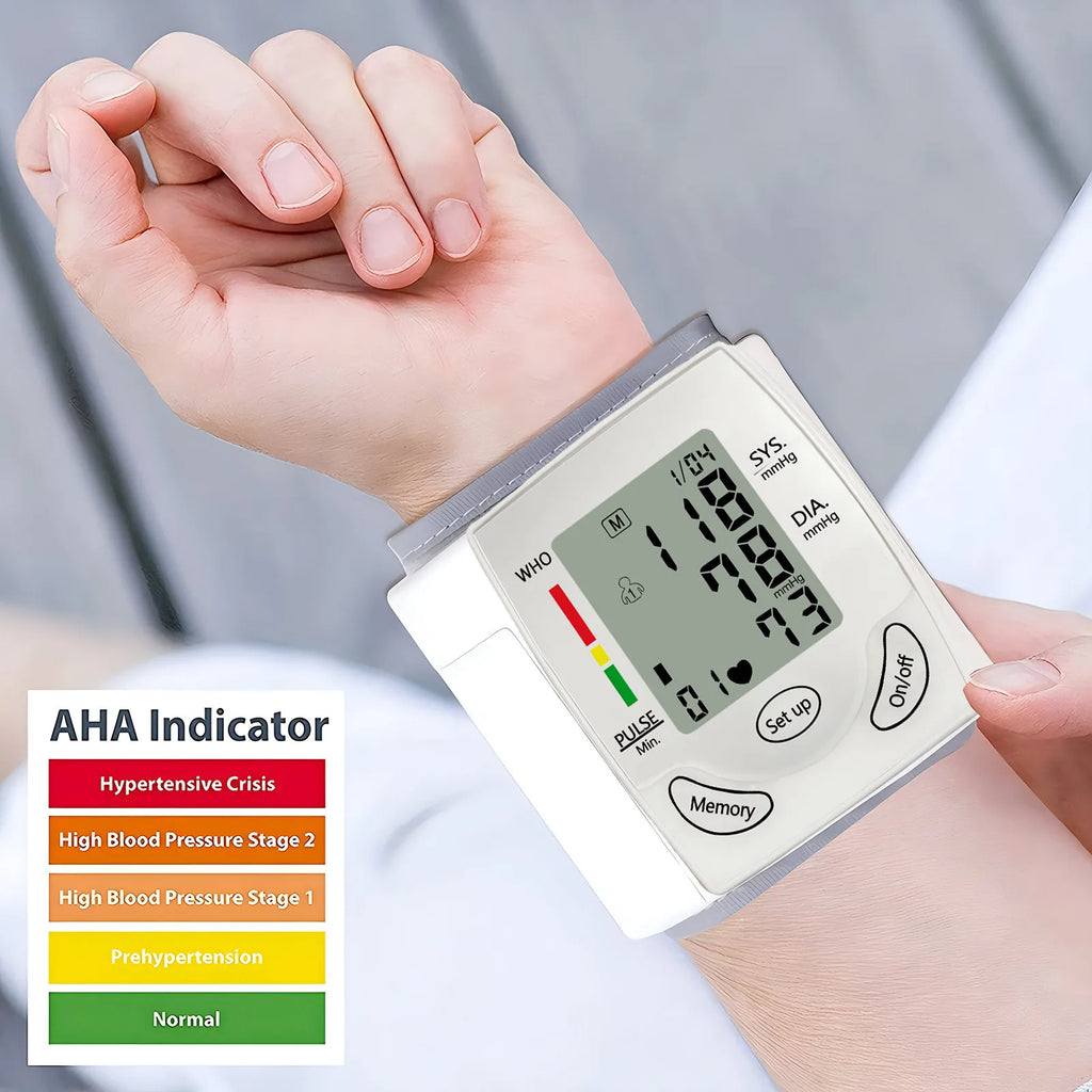 Electronic Blood Pressure Monitor Medical Home Wrist Blood Pressure Monitor Heart Rate Measuring Device Wrist Sphygmomanometer