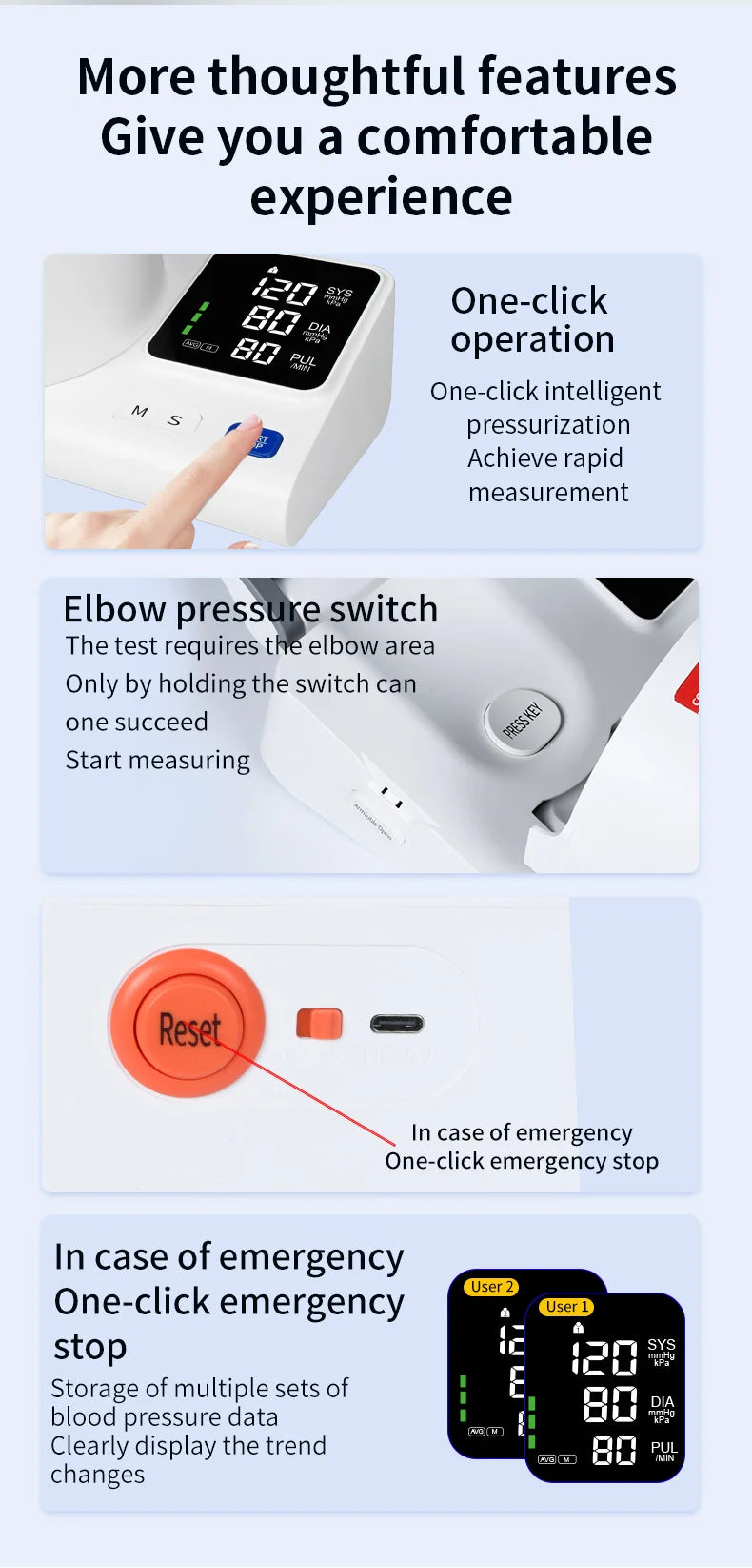 Household Medical Upper Arm Blood Pressure Monitor Foldable Arm Tunnel Blood Pressure Monitor Heart Rate Pulse Monitor