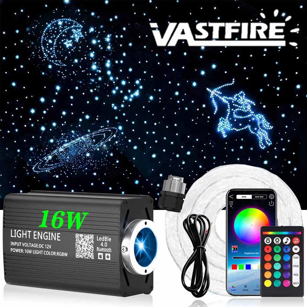 Car Roof Star Light Kit RGB LED Fiber Optic Ceiling 1000 Pcs 16W Tidesmit