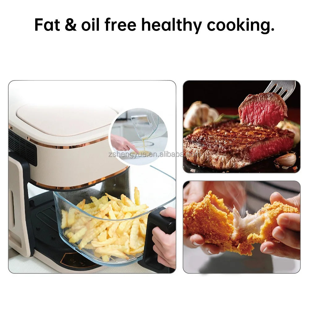 Airo Factory Stainless Steel Digital Air Fryer 4.5L Electric Glass Steam Air Fryer Without Oil