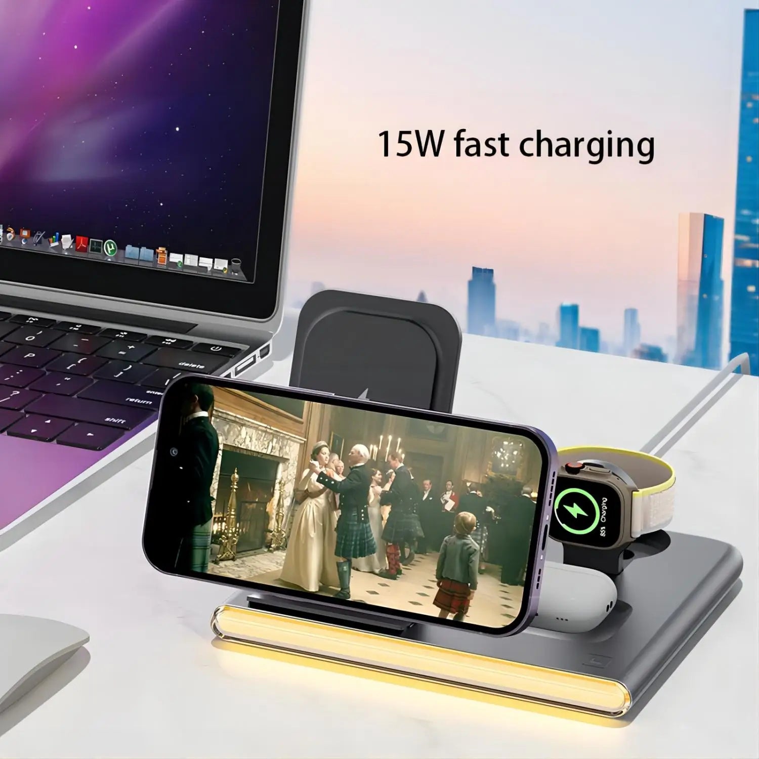 4-in-1 Wireless Charging Station - Qi Certified Multi-Device Fast Charger Tidesmit