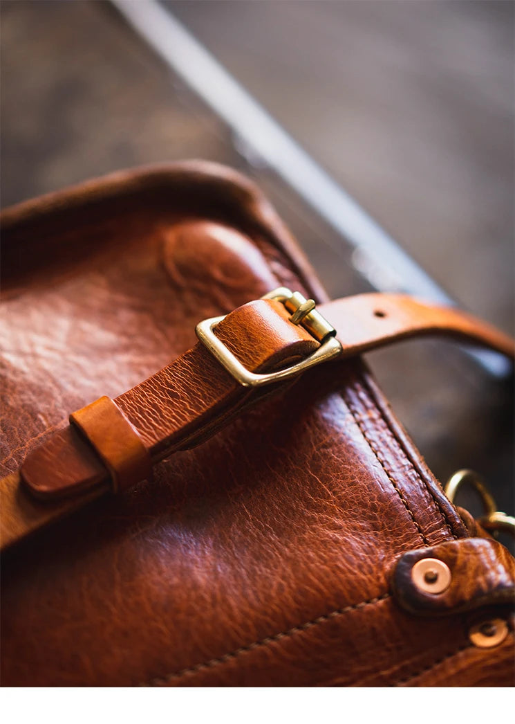 Fashion vintage outdoor daily genuine leather men's small phone shoulder bag designer handmade luxury cow leather crossbody bag