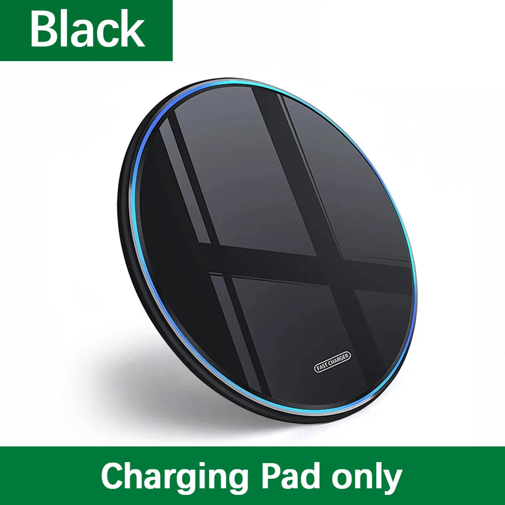 30W Fast Wireless Charger Dock - Qi Certified for iPhone & Android Black no cable Tidesmit