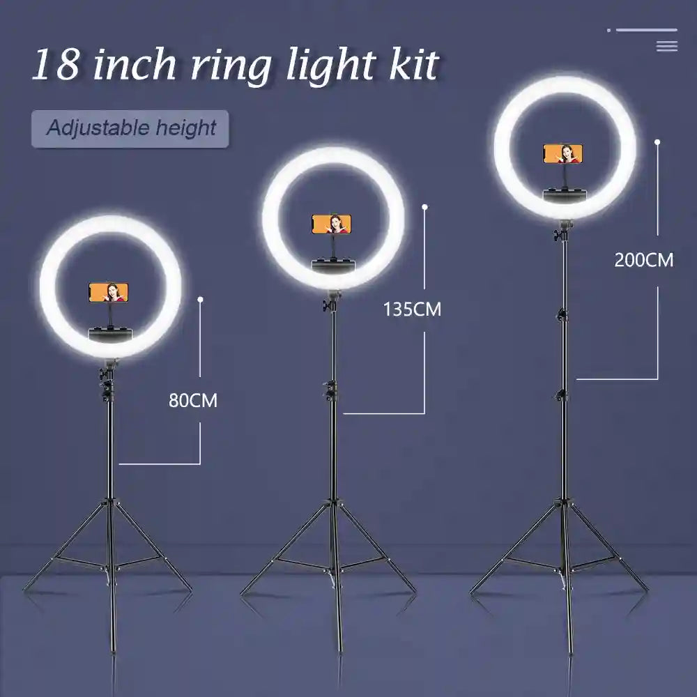 18-Inch Ring Light with Tripod Stand - Dimmable LED Studio Lighting Tidesmit