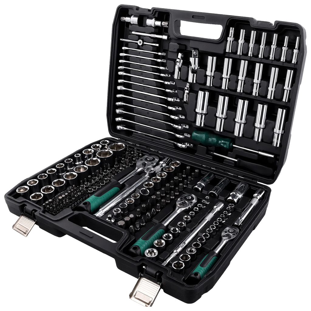 Podofo 216 Piece Mechanic Tool Set, 1/4" 3/8" 1/2" Socket Wrench Sets with 24-Tooth Ratchet Wrench, for Automotive Motorcycle Repair & Household