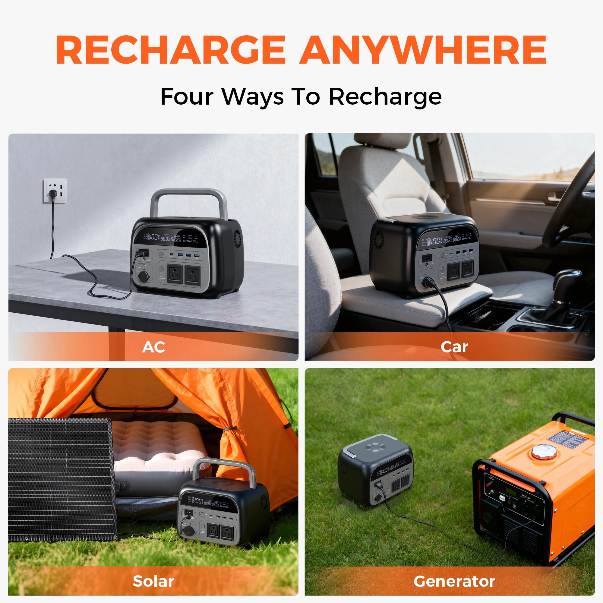 CTOLITY AP400 500W 345Wh 108000mAh LiFePO4 Portable Power Station, Pure Sine Wave Solar Generator, Emergency Backup Power for Camping, Travel & Home Blackout, Multiple Colors Available