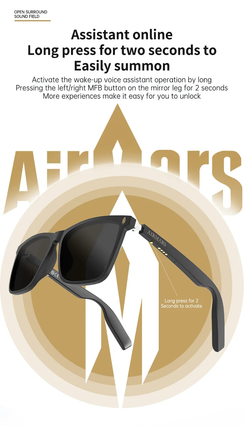 Smart Audio Sunglasses with Spatial Sound - Bluetooth Wireless Tidesmit