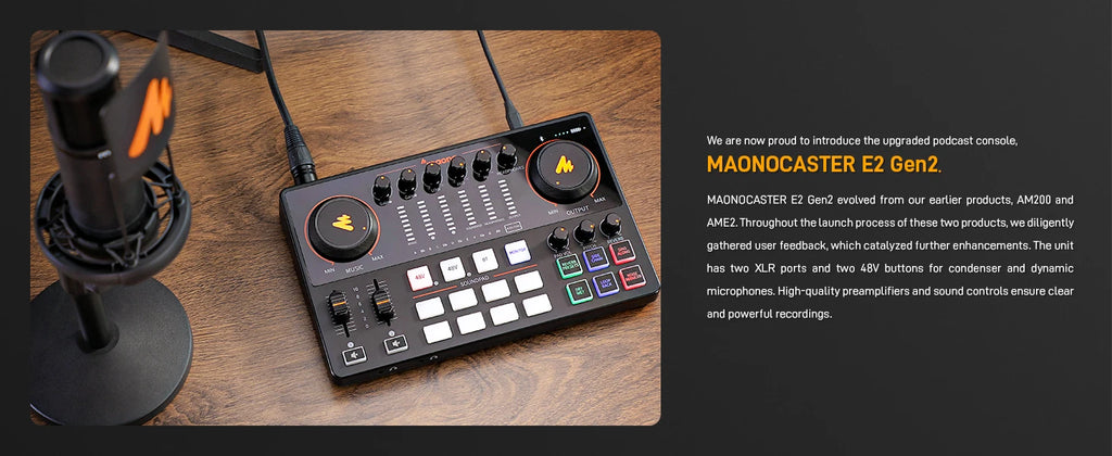 Podcast Audio Interface Mixer Tidesmit AME2 | Dual XLR Studio Console Tidesmit