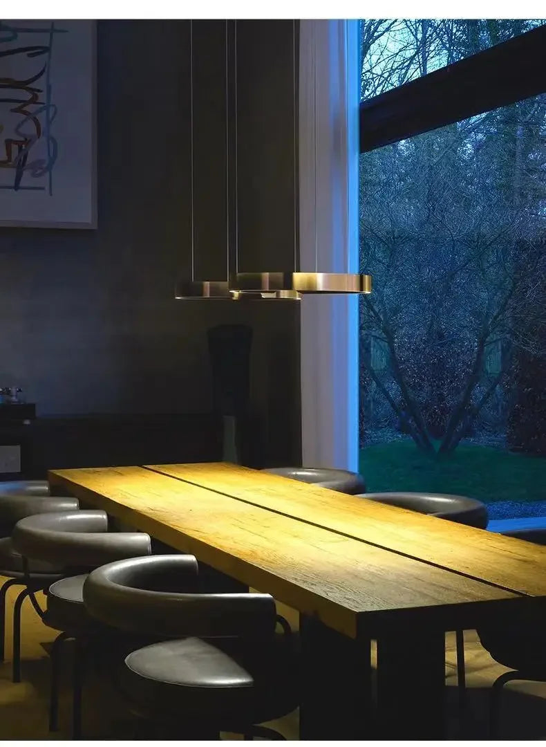 Modern LED Ring Chandelier Pendant Light - Gold & Black Finish Tidesmit