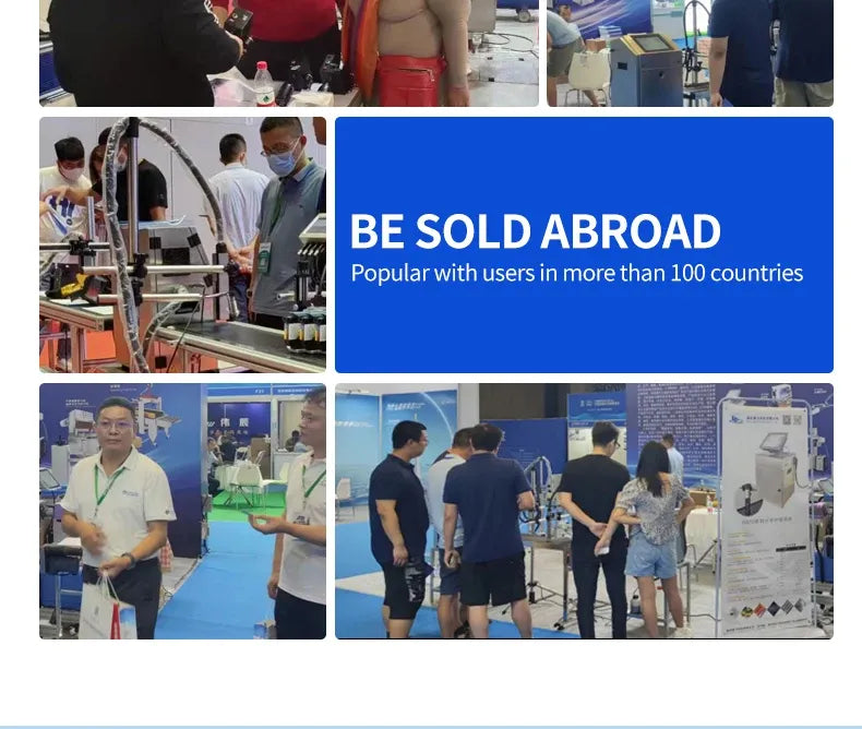 Trade show collage showing inkjet coding setup at a booth