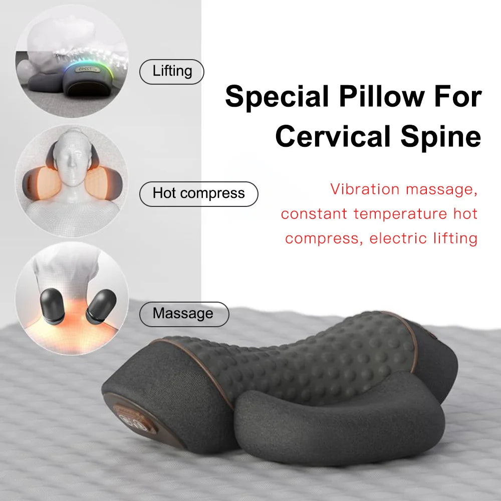 Electric Neck Massage Pillow with Heat Therapy and Vibration - Tidesmit Massage Cushion Tidesmit