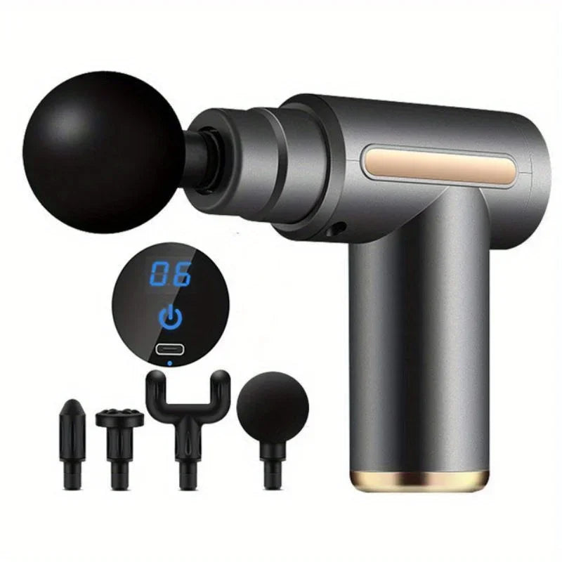 Portable Massage Gun Deep Tissue Tool - Rechargeable Muscle Relief Body Shaping Massage Equipment gray Tidesmit