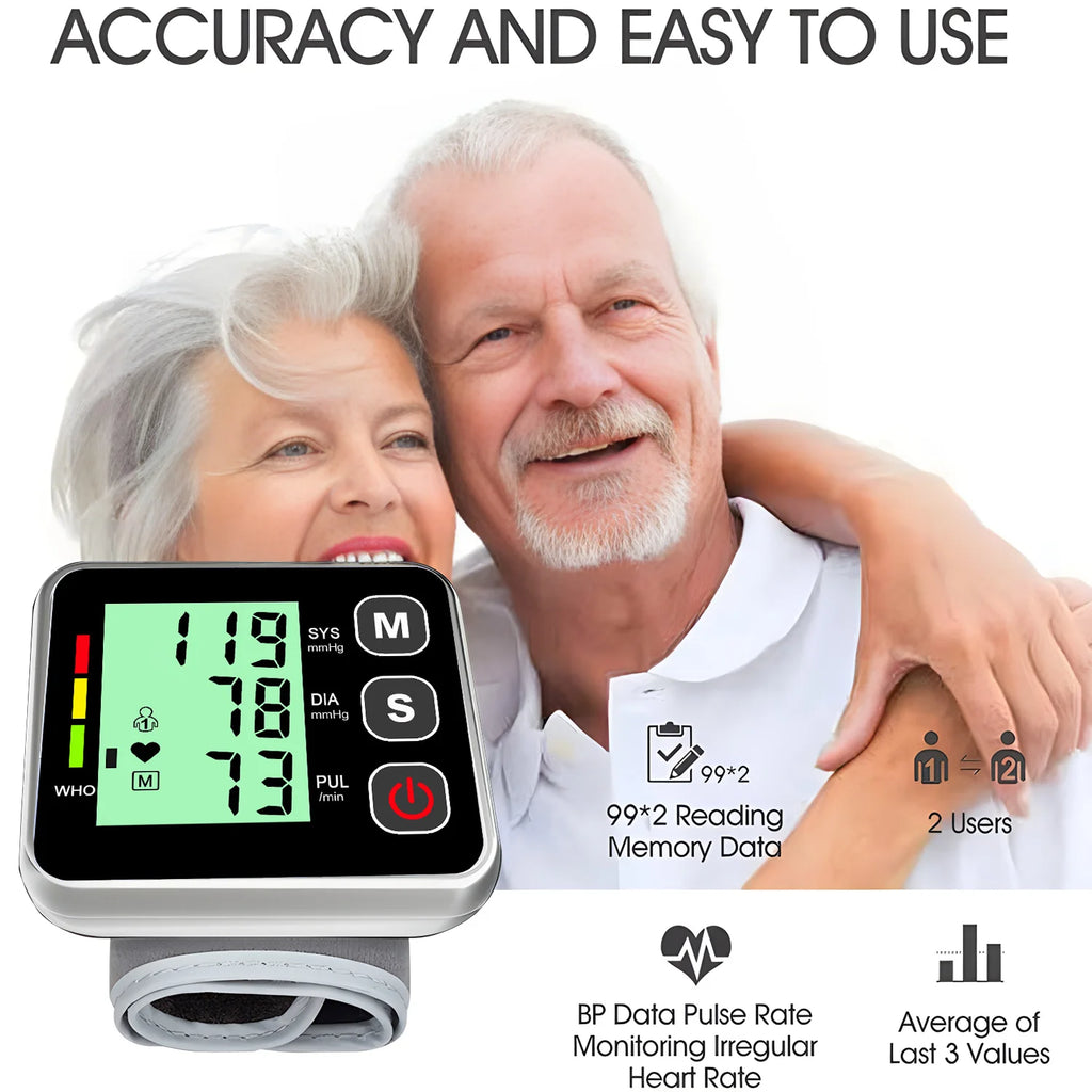 Portable Sphygmomanometer Medical Digital Wrist Blood Pressure Monitor Pulse Heart Rate Monitor Tonometer тонометр