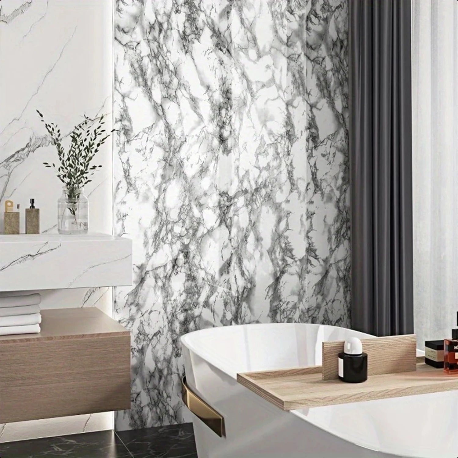 55cm Marble Vinyl Self Adhesive Wallpaper Waterproof Contact Paper PVC Wall Stickers for Kitchen Livingroom Home Decorative Film