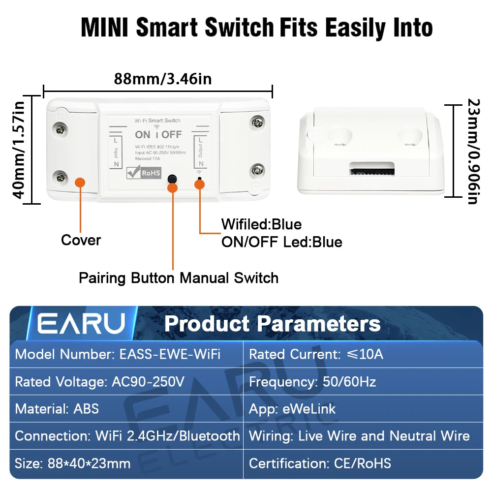 WiFi Smart Light Switch, Alexa & Google Home Compatible - Tidesmit Tidesmit