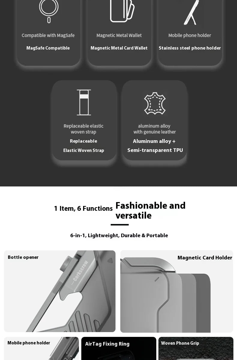 Magnetic Carbon Fiber Wallet: 6-in-1 Slim Fit Phone Case Tidesmit