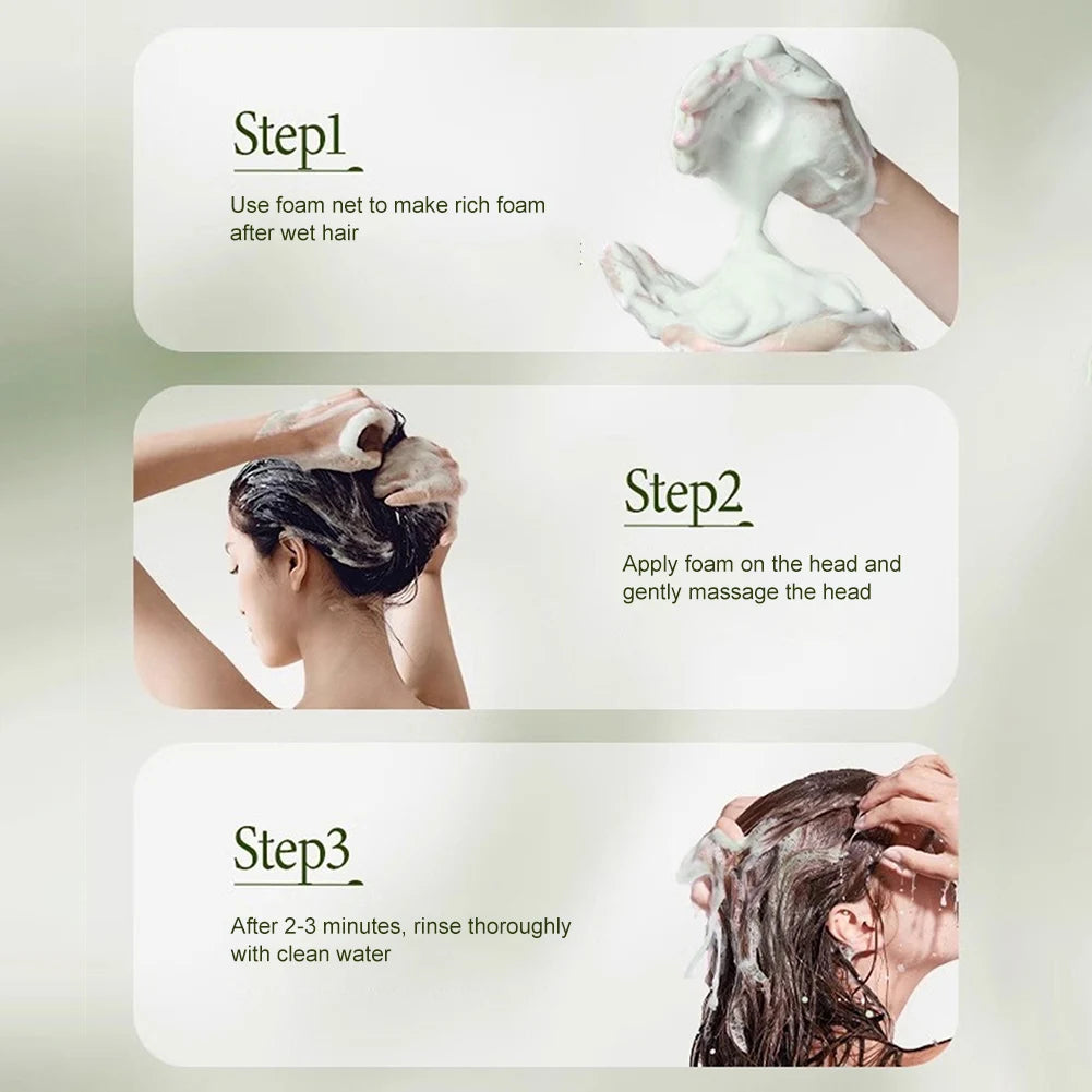 Nature Seven Green Soaps Shampoo Usman Grass Hair Growth Shampoo Bar Thickening Strengthens Hair for Women Men Hair Scalp Care