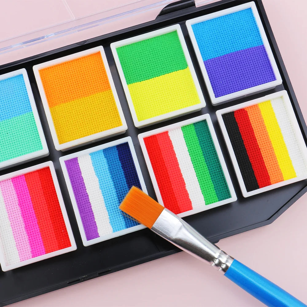 Tidesmit 12 color water-soluble face body paint palette for Halloween cosplay makeup shade swatch detail view