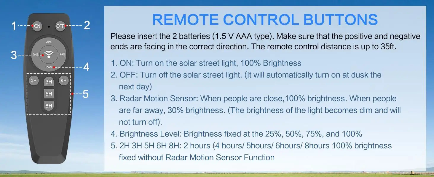2 Pack Solar Street Light Outdoor, 4000W LED Solar Powered Flood Light with Remote Control, Motion Sensor Dusk to Dawn Security Lighting, IP66 Waterproof for Yard Driveway Garden Deck Garage