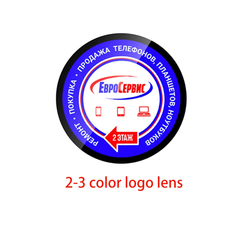 Rotating LED logo projector gobo lens disc, 2-3 color logo