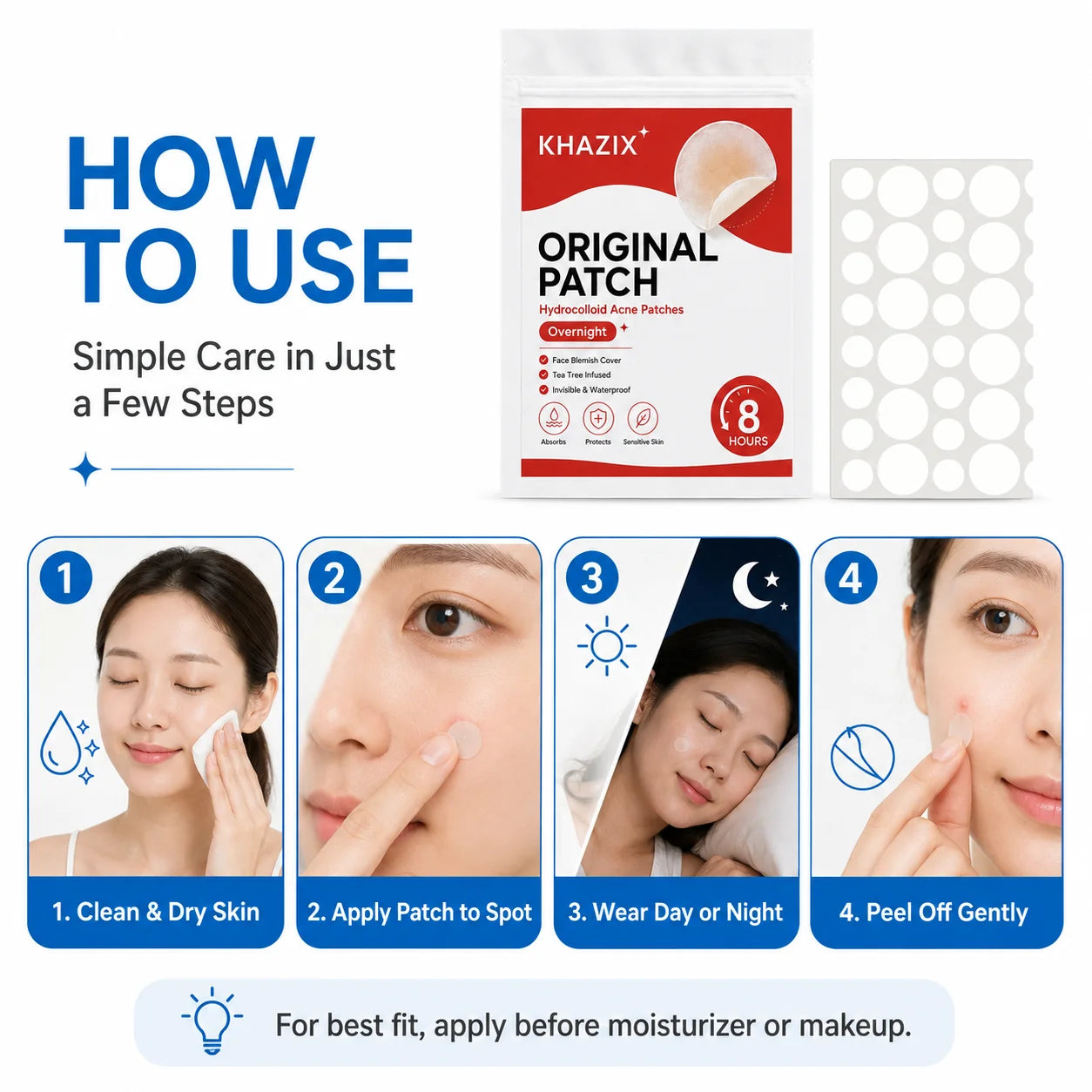 36pcs Clear Round Pimple Patches / Invisible Blemish Covers / Pimple Marks / Unisex / Acne Spot Patches