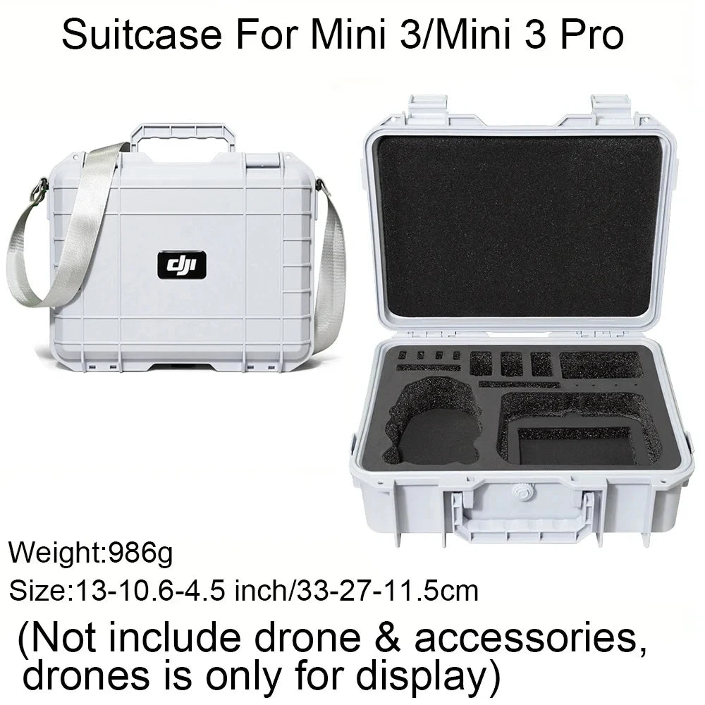 DJI Mini 3 Pro Hard Case: Waterproof Protective Carrying Box White with Strap Tidesmit